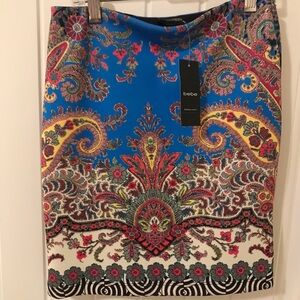 Bebe Multicolor Paisley Pencil Skirt